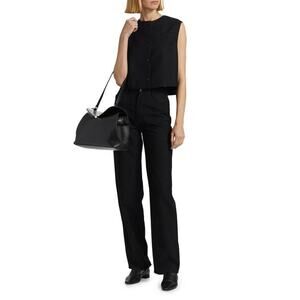 Loulou Studio Midnight Black Straight Leg Trousers